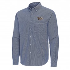 Nashville Predators Antigua Navy Porter Woven Tri-Blend Long Sleeve Button-Down Shirt