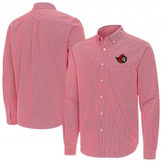 Ottawa Senators Antigua Red Porter Woven Tri-Blend Long Sleeve Button-Down Shirt