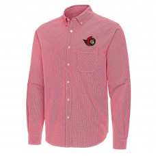 Ottawa Senators Antigua Red Porter Woven Tri-Blend Long Sleeve Button-Down Shirt