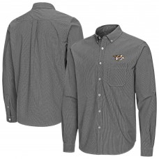 Nashville Predators Antigua Black Porter Woven Tri-Blend Long Sleeve Button-Down Shirt