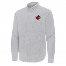 Ottawa Senators Antigua Gray Porter Woven Tri-Blend Long Sleeve Button-Down Shirt
