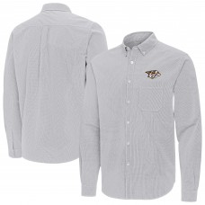 Nashville Predators Antigua Gray Porter Woven Tri-Blend Long Sleeve Button-Down Shirt