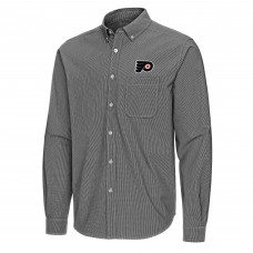 Philadelphia Flyers Antigua Black Porter Woven Tri-Blend Long Sleeve Button-Down Shirt