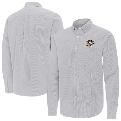 Рубашка Pittsburgh Penguins Antigua Gray Porter Woven Tri-Blend