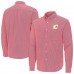 Calgary Flames Antigua Red Porter Woven Tri-Blend Long Sleeve Button-Down Shirt