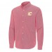 Calgary Flames Antigua Red Porter Woven Tri-Blend Long Sleeve Button-Down Shirt