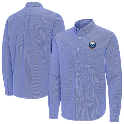 Buffalo Sabres Antigua Royal Porter Woven Tri-Blend Long Sleeve Button-Down Shirt