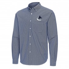 Vancouver Canucks Antigua Navy Porter Woven Tri-Blend Long Sleeve Button-Down Shirt