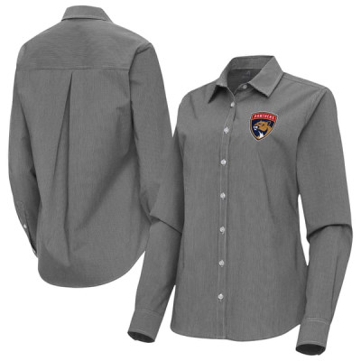 Женская рубашка с длинным рукавом Florida Panthers Antigua Black Porter Woven Tri-Blend