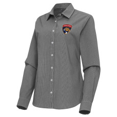 Женская рубашка с длинным рукавом Florida Panthers Antigua Black Porter Woven Tri-Blend