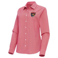 Женская рубашка с длинным рукавом Florida Panthers Antigua Red Porter Woven Tri-Blend