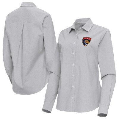 Женская рубашка с длинным рукавом Florida Panthers Antigua Gray Porter Woven Tri-Blend