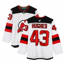 Игровая джерси Luke Hughes New Devils Autographed Fanatics Authentic White Fanatics Premium
