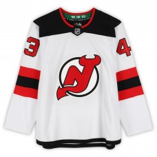 Игровая джерси Luke Hughes New Devils Autographed Fanatics Authentic White Fanatics Premium