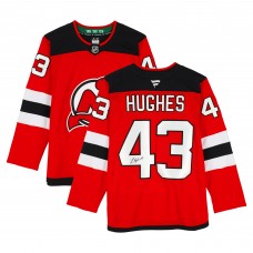 Игровая джерси Luke Hughes New Devils Autographed Fanatics Authentic Red Fanatics Premium