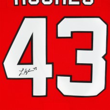 Игровая джерси Luke Hughes New Devils Autographed Fanatics Authentic Red Fanatics Premium