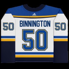 Jordan Binnington St. Louis Blues Autographed Fanatics Authentic White adidas Jersey