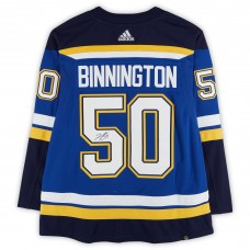 Jordan Binnington St. Louis Blues Autographed Fanatics Authentic Blue adidas Jersey