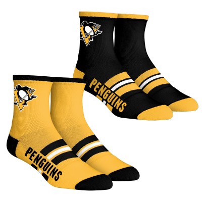 Подростковая Pittsburgh Penguins Rock Em Socks 2-Pack Multi Stripe Quarter Socks Set
