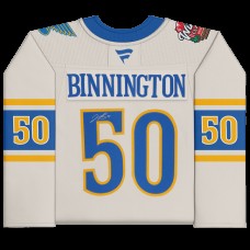 Jordan Binnington St. Louis Blues Autographed Fanatics Authentic 2025 Winter Classic Cream Fanatics Premium Jersey