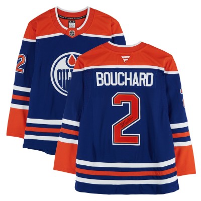 Игровая джерси Evan Bouchard Edmonton Oilers Autographed Fanatics Authentic Royal Fanatics Premium