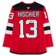 Игровая джерси Nico Hischier New Devils Autographed Fanatics Authentic Red Fanatics Premium