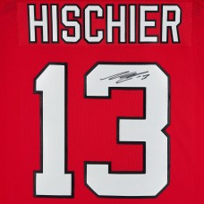 Игровая джерси Nico Hischier New Devils Autographed Fanatics Authentic Red Fanatics Premium