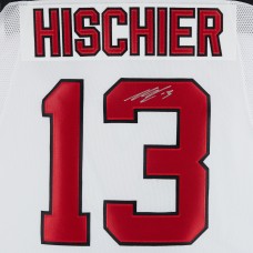 Игровая джерси Nico Hischier New Devils Autographed Fanatics Authentic White Fanatics Premium