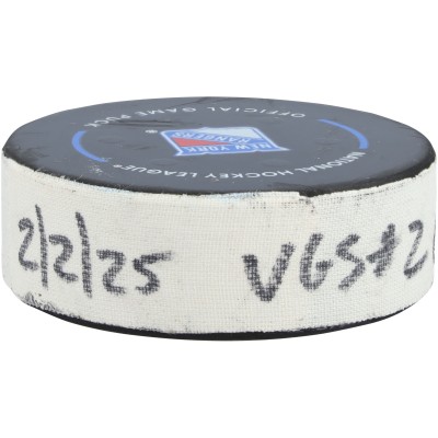 Jack Eichel Vegas Golden Knights Fanatics Authentic Game-Used Goal Puck vs. New York Rangers on February 2, 2025 - Second of Two Goals Scored