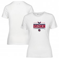 Женская футболка Washington Capitals Alexander Ovechkin Levelwear White NHL All-Time Leading Goal Scorer Milestone Stars Name & Number Maddox
