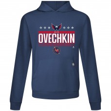 Washington Capitals Alexander Ovechkin Levelwear Navy NHL All-Time Leading Goal Scorer Milestone Stars Name & Number Relay Pullover Hoodie