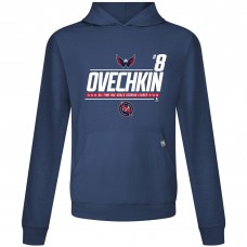 Washington Capitals Alexander Ovechkin Levelwear Navy NHL All-Time Leading Goal Scorer Milestone Name & Number Relay Pullover Hoodie