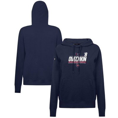 Женская толстовка Washington Capitals Alexander Ovechkin Levelwear Navy NHL All-Time Leading Goal Scorer Milestone Stripes Name & Number Adorn