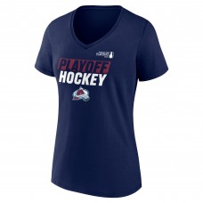 Женская футболка Colorado Avalanche Navy 2025 Stanley Cup Playoffs Breakout V-Neck T-Shirt