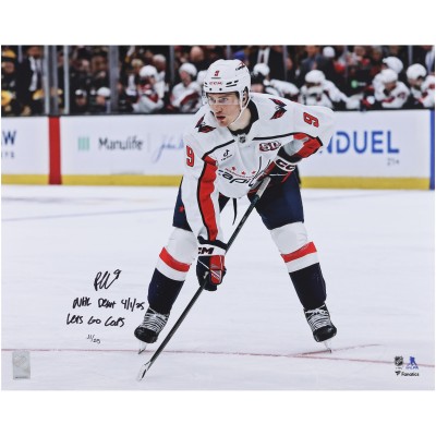 Ryan Leonard Washington Capitals Autographed Fanatics Authentic 16 x 20 NHL Debut Photograph with Multiple Inscriptions - Limited Edition of 25