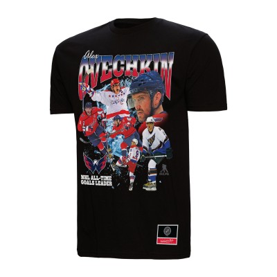 Футболка Washington Capitals Alexander Ovechkin Mitchell & Ness Black NHL All-Time Leading Goal Scorer Graphic