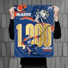 Edmonton Oilers Connor McDavid Phenom Gallery 1,000 Career Points 18 x 24 Gold Foil Serigraph