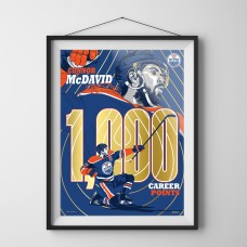 Edmonton Oilers Connor McDavid Phenom Gallery 1,000 Career Points 18 x 24 Framed Gold Foil Serigraph