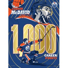 Edmonton Oilers Connor McDavid Phenom Gallery 1,000 Career Points 18 x 24 Framed Gold Foil Serigraph