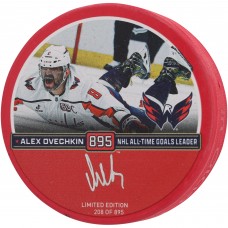 Alexander Ovechkin Washington Capitals Autographed Fanatics Authentic 895th Goal Red Hockey Puck - Limited Edition of 895