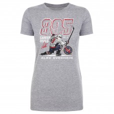 Женская Washington Capitals Alexander Ovechkin 500 Level Heather Gray NHL All-Time Leading Goal Scorer Grunge T-Shirt