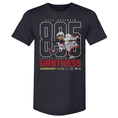 Футболка Washington Capitals Alexander Ovechkin 500 Level Navy NHL All-Time Leading Goal Scorer Tri-Blend Outline