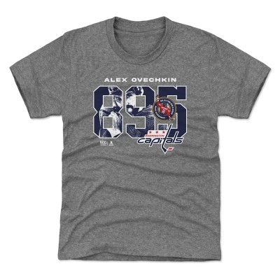 Детская футболка Washington Capitals Alexander Ovechkin 500 Level Gray NHL All-Time Leading Goal Scorer Overlay