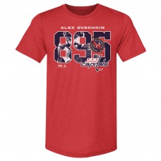 Washington Capitals Alexander Ovechkin 500 Level Red NHL All-Time Leading Goal Scorer Tri-Blend Overlay T-Shirt