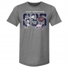 Washington Capitals Alexander Ovechkin 500 Level Gray NHL All-Time Leading Goal Scorer Tri-Blend Overlay T-Shirt