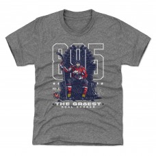 Детская футболка Washington Capitals Alexander Ovechkin 500 Level Gray NHL All-Time Leading Goal Scorer Throne