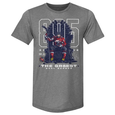 Футболка Washington Capitals Alexander Ovechkin 500 Level Gray NHL All-Time Leading Goal Scorer Tri-Blend Throne