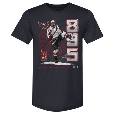 Футболка Washington Capitals Alexander Ovechkin 500 Level Navy NHL All-Time Leading Goal Scorer Tri-Blend Vertical