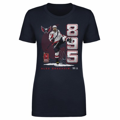 Женская Washington Capitals Alexander Ovechkin 500 Level Navy NHL All-Time Leading Goal Scorer Vertical T-Shirt