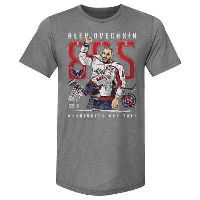 Футболка Washington Capitals Alexander Ovechkin 500 Level Gray NHL All-Time Leading Goal Scorer Tri-Blend The Shot